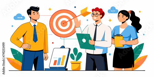 Business Target: Strategic Direction and Brainstorming - Business Vector Illustration