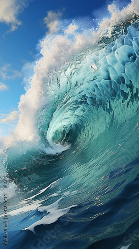 Dynamic Ocean Wave Captured in Vivid Turquoise.