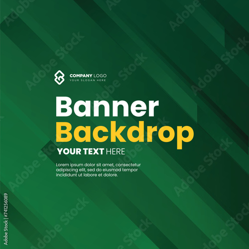 abstract green banner with diagonal lines shape