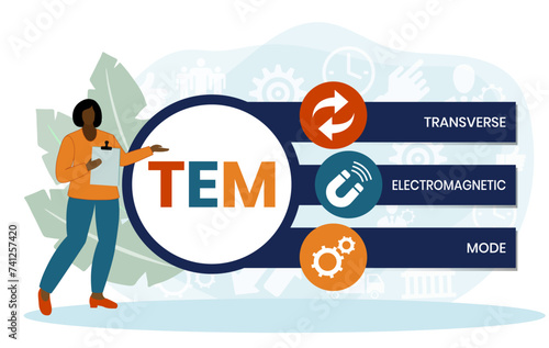 TEM - Transverse Electromagnetic Mode acronym. business concept background. vector illustration concept with keywords and icons. lettering illustration with icons for web banner, flyer photo