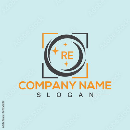 Abstract letter RE logo design template for company