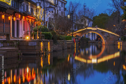 The Ancient Architecture Complex, Rivers, and Night Scenery of Wuzhen, Zhejiang Province, China photo