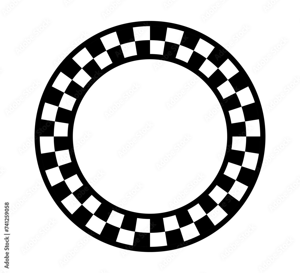 Checkered circle frame. Circle frame with checkerboard geometric ...