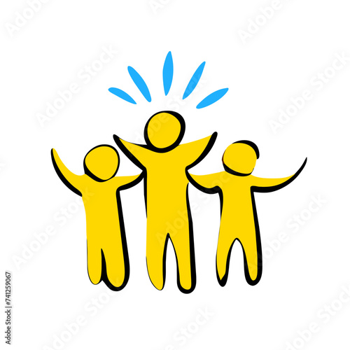 Crowd Doodle: Cheerful People at Concert or Party - Isolated Vector Illustration