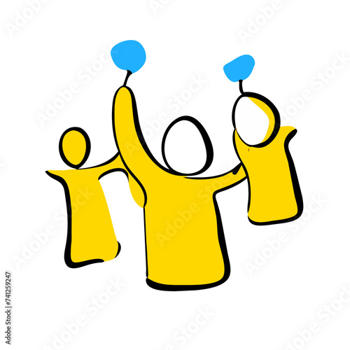 Crowd Doodle: Cheerful People at Concert or Party - Isolated Vector Illustration