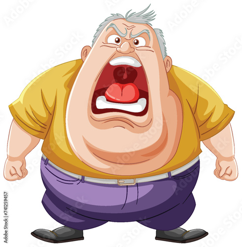Cartoon of a man yelling with a furious expression