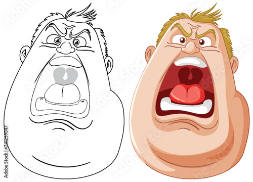Two cartoon faces showing anger and frustration.