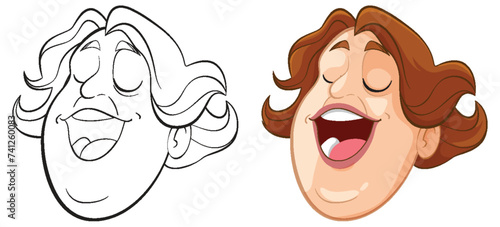Colorful, happy cartoon face with a wide smile