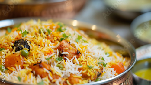 community Nasi briyani is a mixed rice dish originating from the Muslim. Generative Ai