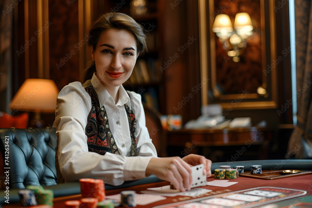 Playing poker in a casino