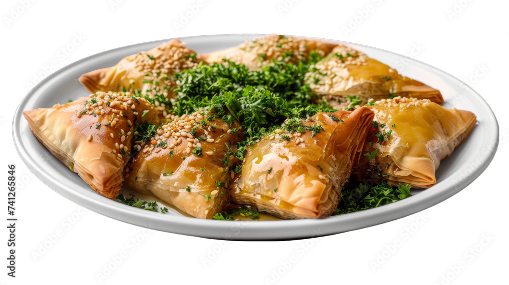 Baklava on isolated on transparent png background. Generative ai