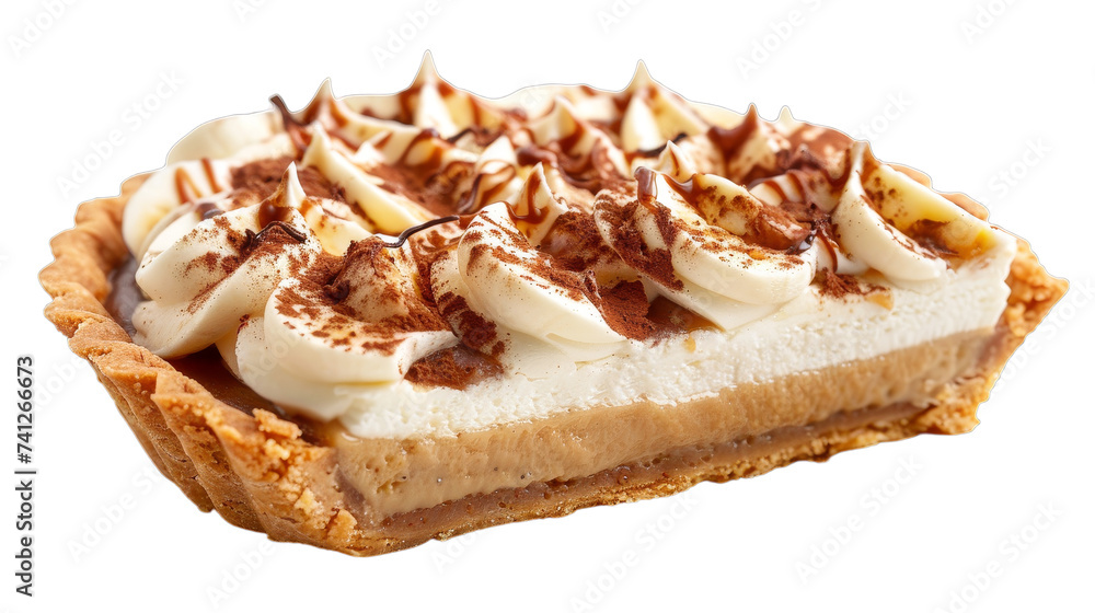Banoffee Pie on isolated on transparent png background. Generative ai