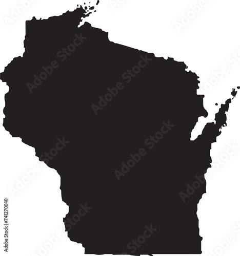 Wisconsin black map on white background vector photo