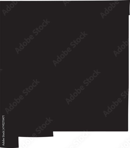 New Mexico, state of USA - solid black silhouette map of country area. Simple flat vector illustration.