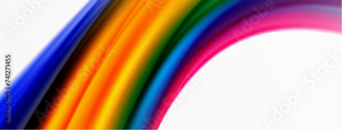 Rainbow color silk blurred wavy line background on white  luxuriously vibrant visually captivating backdrop. Stunning blend of colors reminiscent of rainbow  silky and gracefully blurred wavy pattern