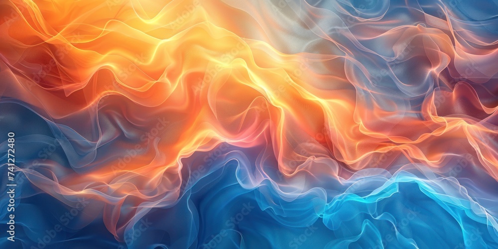 A seamless abstract gradient that transitions from fiery orange to icy blue, evoking a sense of fluid dynamism.