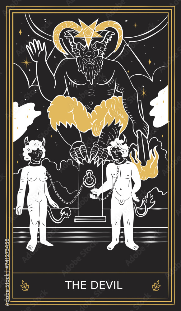 Fototapeta premium The Devil Tarot Card Major Arcana in Vector Illustration