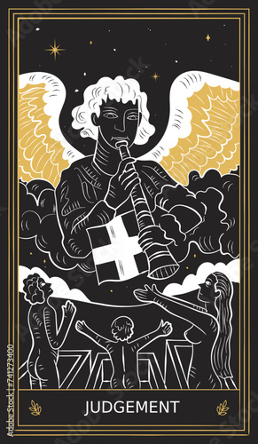 The Judgement Tarot Card Major Arcana in Vector Illustration
