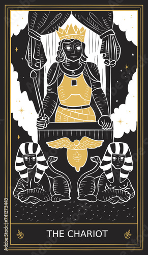 The Chariot Tarot Card Major Arcana in Vector Illustration