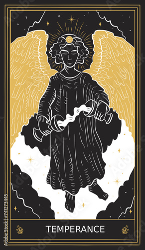 The Temperance Tarot Card Major Arcana in Vector Illustration