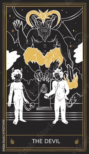 The Devil Tarot Card Major Arcana in Vector Illustration
