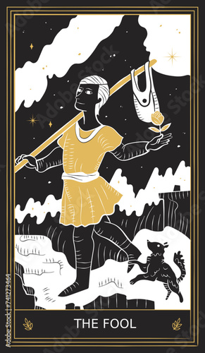 The Fool Tarot Card Major Arcana in Vector Illustration