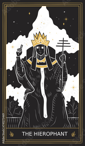 The Hierophant Tarot Card Major Arcana in Vector Illustration