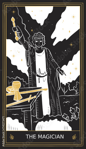 The Magician Tarot Card Major Arcana in Vector Illustration