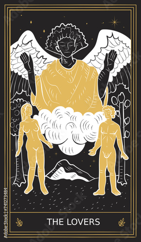The Lovers Tarot Card Major Arcana in Vector Illustration