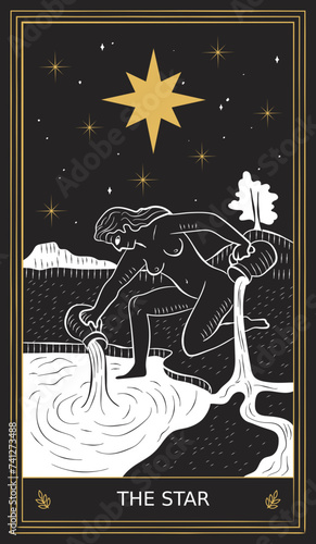 The Star Tarot Card Major Arcana in Vector Illustration