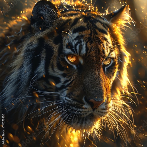 Fierce Tiger in High Definition Abstract Art