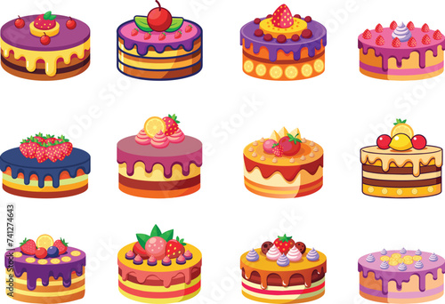 set of birthday cake
