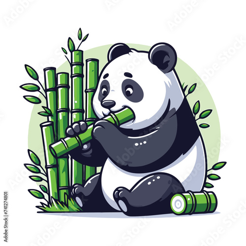 flat logo of Vector cute panda cartoon illustration photo