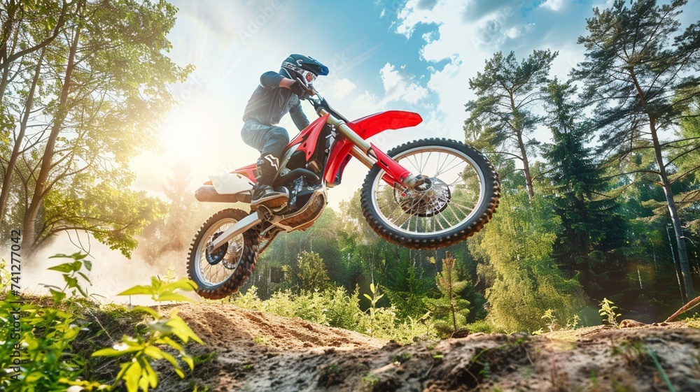 Motocross rider on the race. Extreme motocross concept Motocross rider on the race. Extreme motocross concept