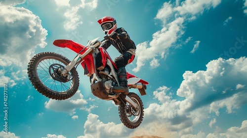 Motocross rider on the race. Extreme motocross concept