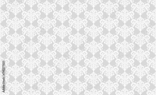 Damask Fabric textile seamless pattern backgground Luxury decorative Ornamental floral vintage style. Curtain, carpet, wallpaper, clothing, wrapping, textile