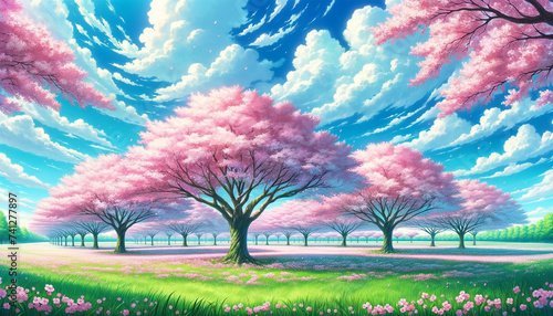 桜の木と春の公園