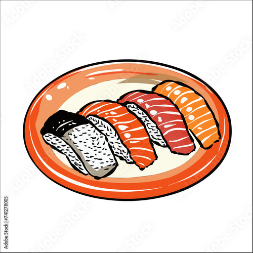 Sushi Clipart Illustration - Vector Graphic of Japanese Sushi