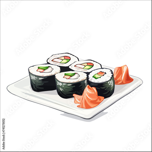 Sushi Clipart Illustration - Vector Graphic of Japanese Sushi