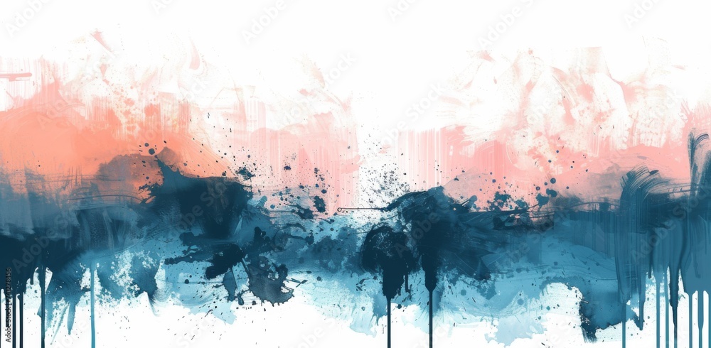 abstract blue and pink paint drawing, in the style of dreamy and romantic compositions