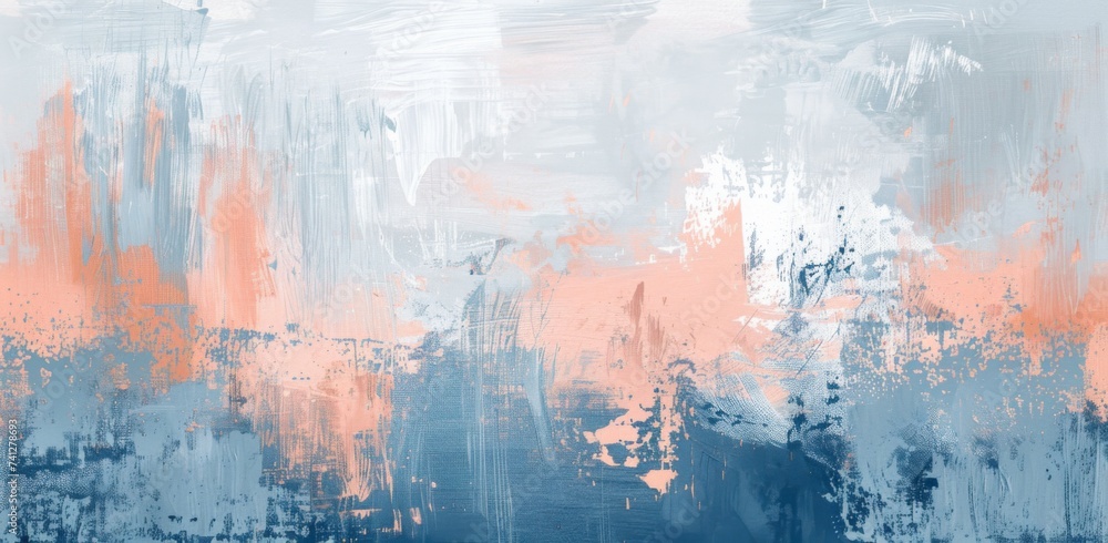 abstract blue and pink paint drawing, in the style of dreamy and romantic compositions abstract blue and pink paint drawing, in the style of dreamy and romantic compositions