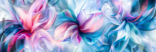 Abstract Floral Design, Digital Spring Blossom in Purple, Artistic Nature and Beauty Background Concept