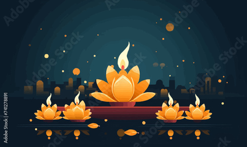 sunset forest vector flat minimalistic isolated illustration