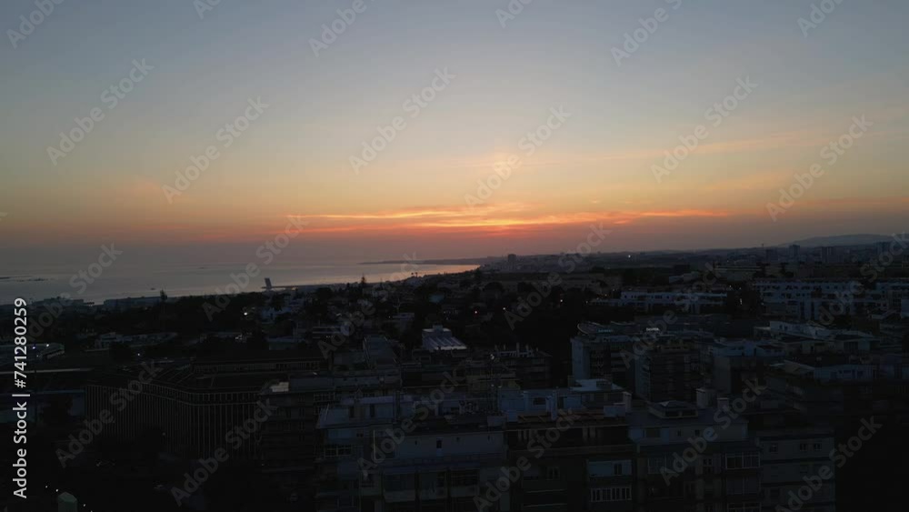 Beautiful twilight on a seaside landscape. Fixed view. Cascais, Lisbon. Portugal Beautiful twilight on a seaside landscape. Fixed view. Cascais, Lisbon. Portugal