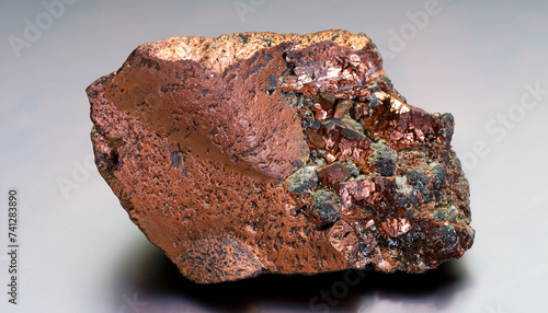 Native copper mineral stone specimen from geological collection as minerals