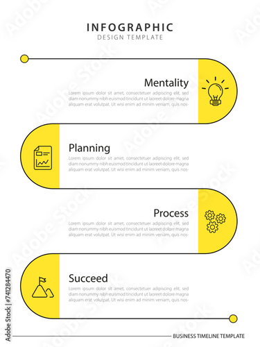 Timeline infographic template. 4 Step timeline journey, calendar Flat simple infographics design template. presentation graph. Business concept with 4 options, vector illustration.