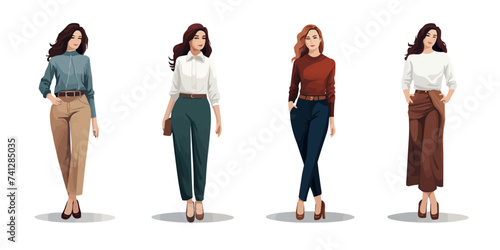 Women in full-length sleeves isolated vector style on isolated background illustration