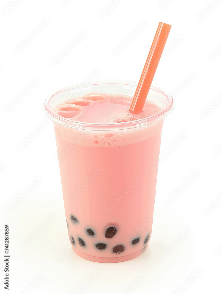 Pink Bubble Tea Isolated on a white background Pink Bubble Tea Isolated on a white background