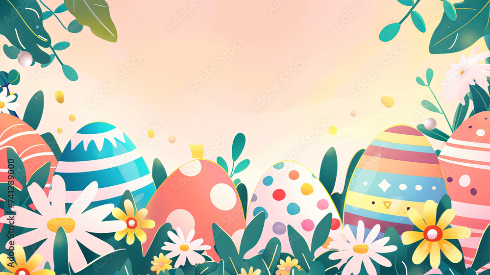 Spring's Embrace: Easter Eggs Amidst Blossoms