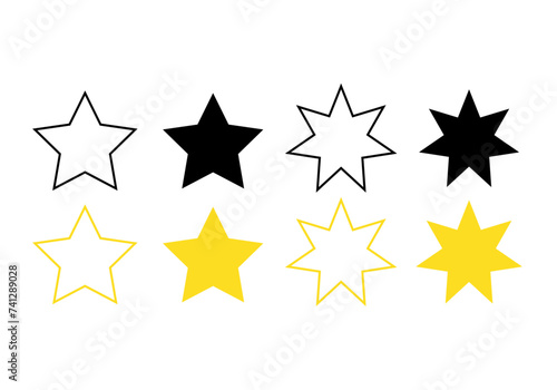 Hoja de iconos de estrellas en fondo blanco.